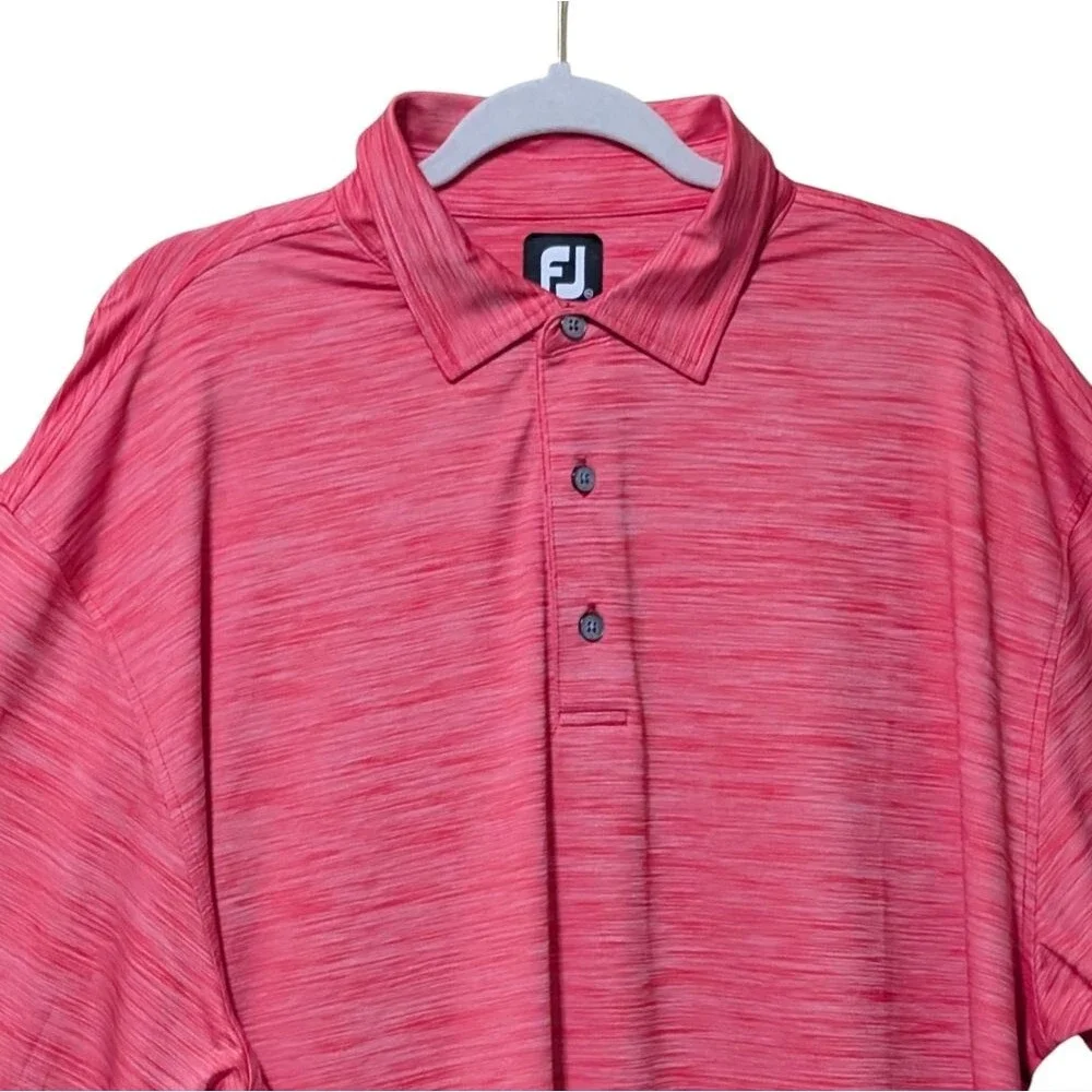 Foot Joy men's golf shirt size XXL coral white heather space dye texture polo - Picture 10 of 10